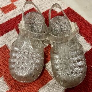 Sparkly Silver Kids Jelly Sandals